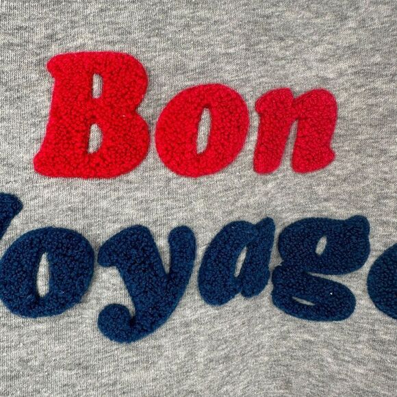 Old Navy Sweatshirt Bon Voyage Size XXL Gray Travel Top Cozy Lounge Cruise Vacay - Picture 3 of 6